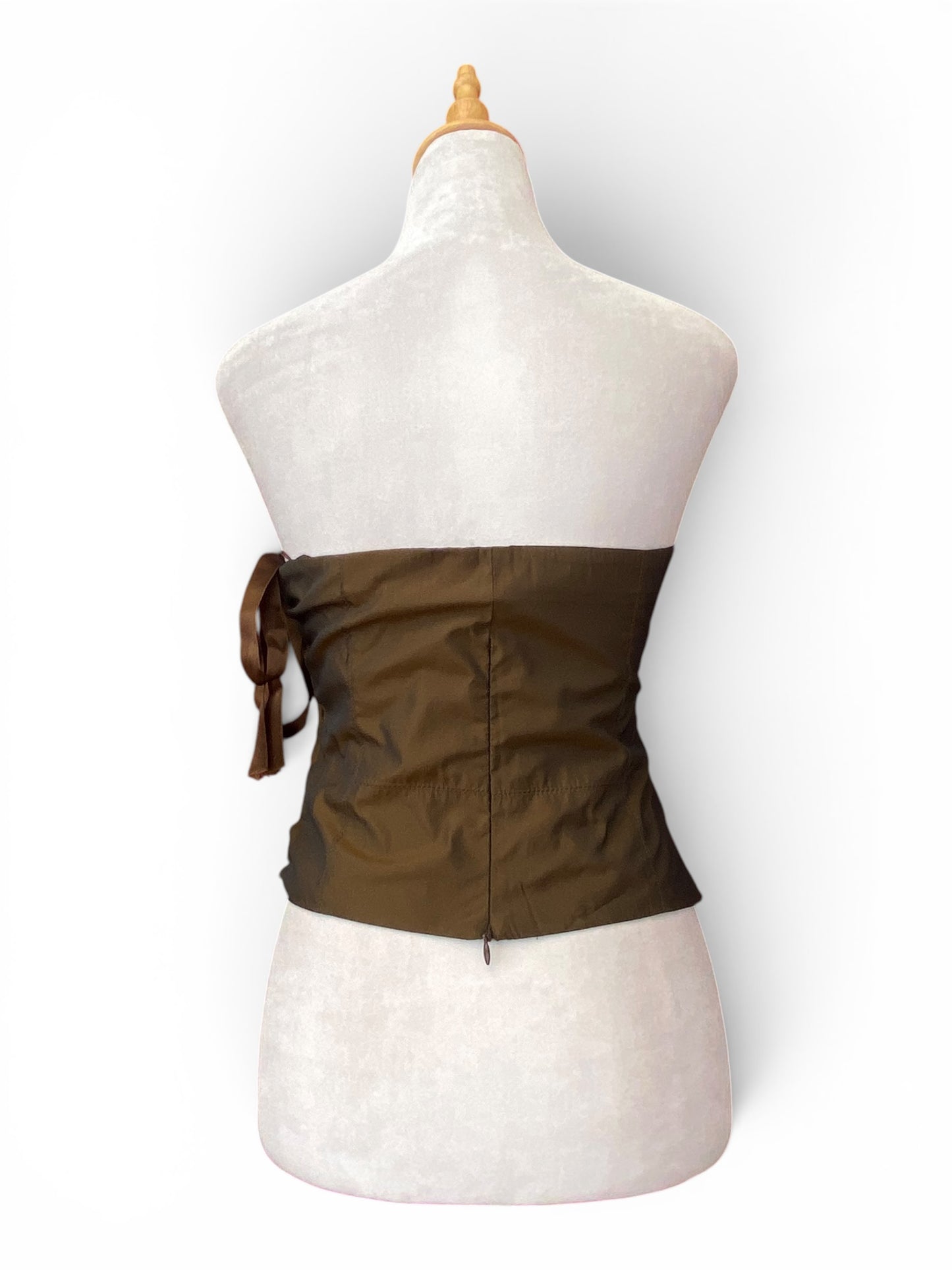 Brown organza corset with lace up details