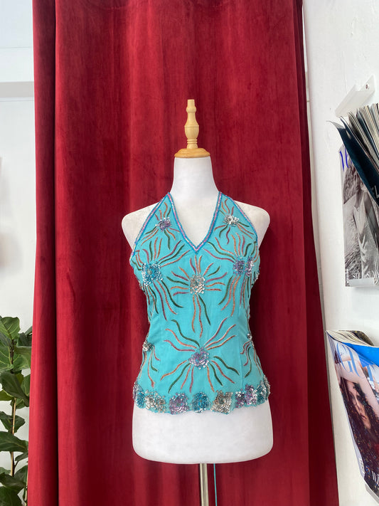 100% silk handbeaded lace up corset 🧜🏻♀️