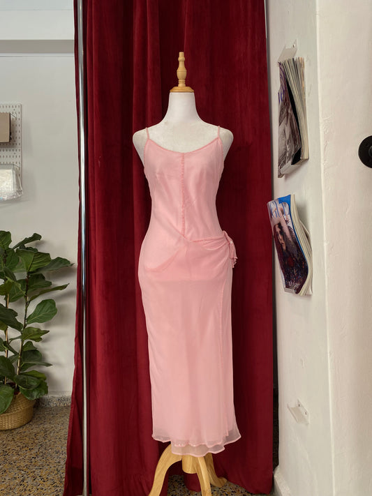 Bubblegum pink sequin chiffon gown