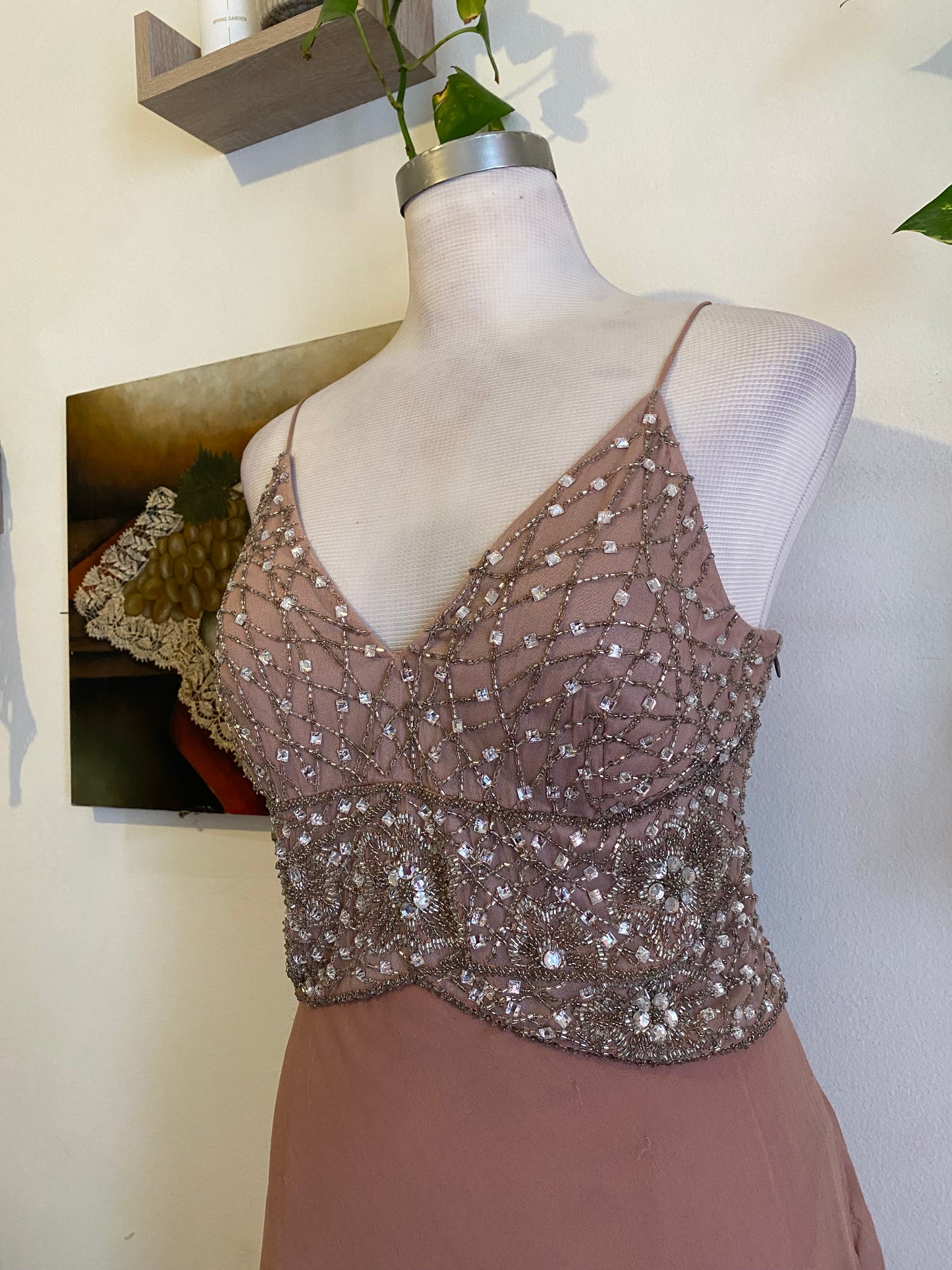 100% silk brand new handbeaded pink dress