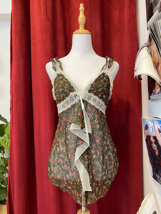 Fairy green ruffled top