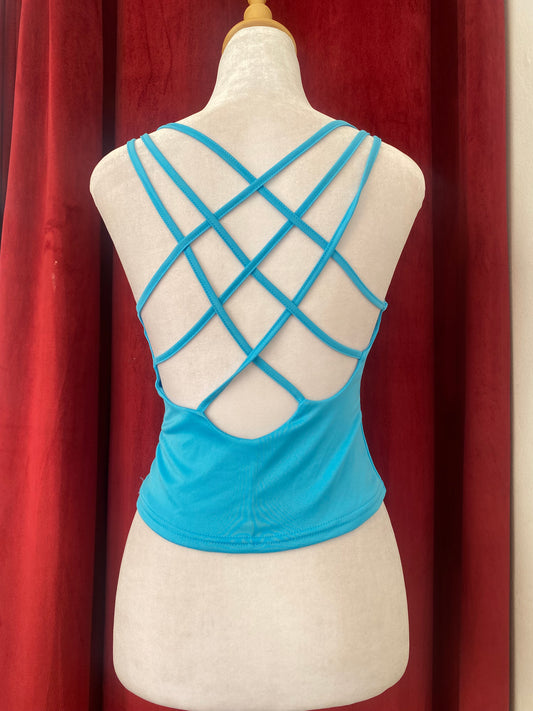 Blue open back top