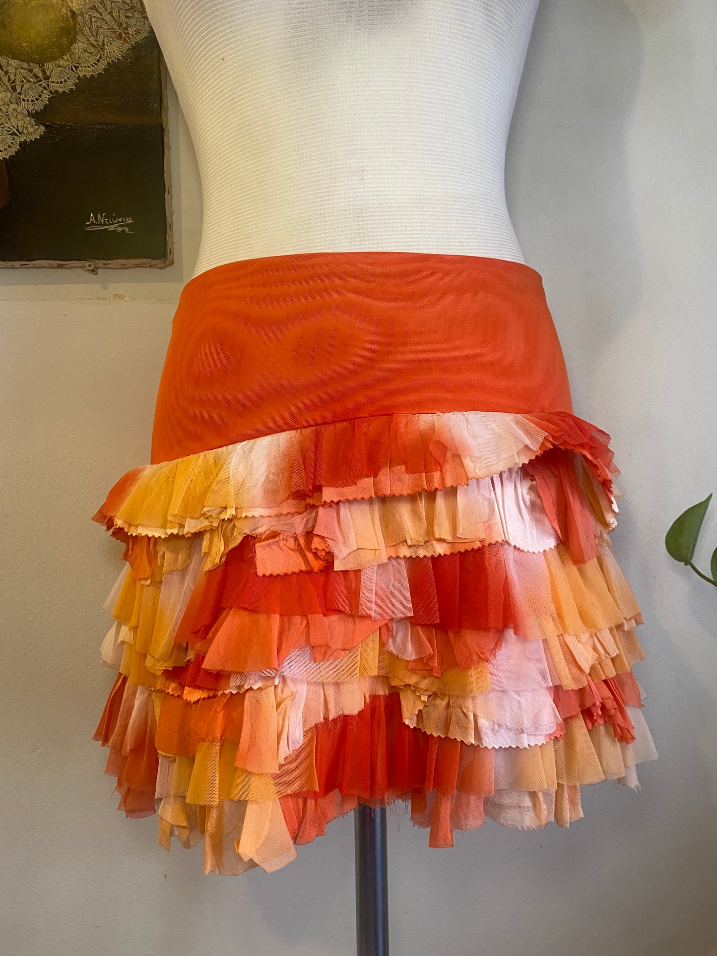 100% silk brand new haute couture sunset mini skirt