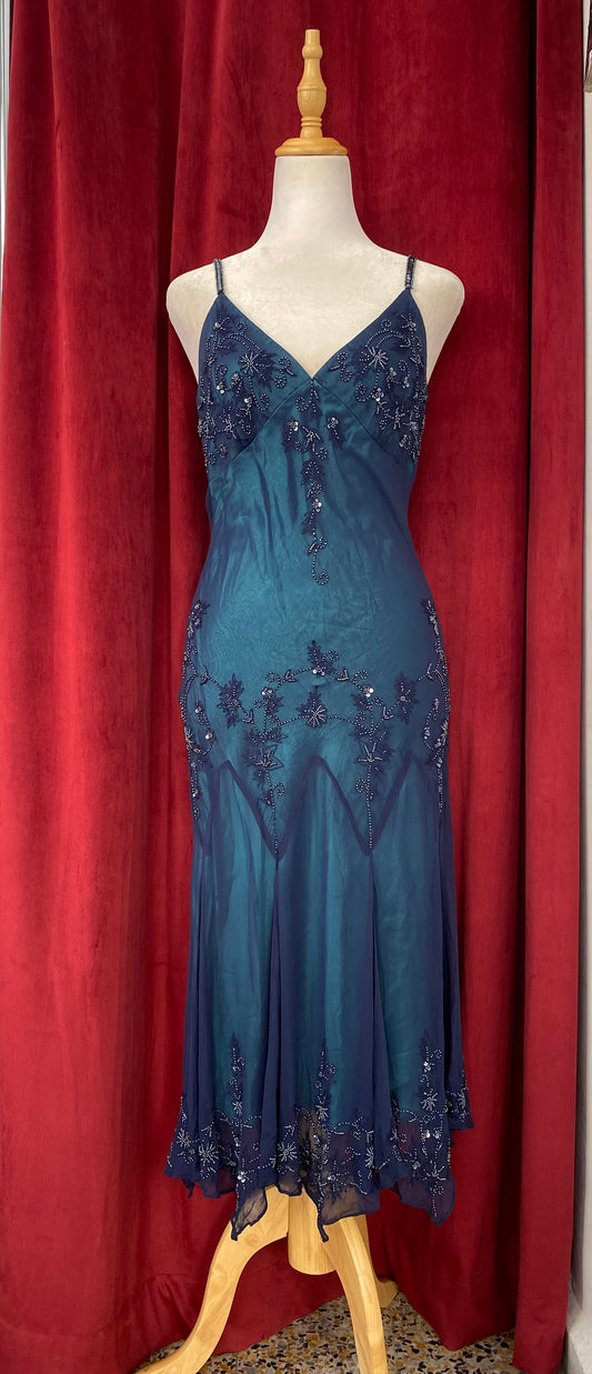 Midnight Riviera Beaded silk gown