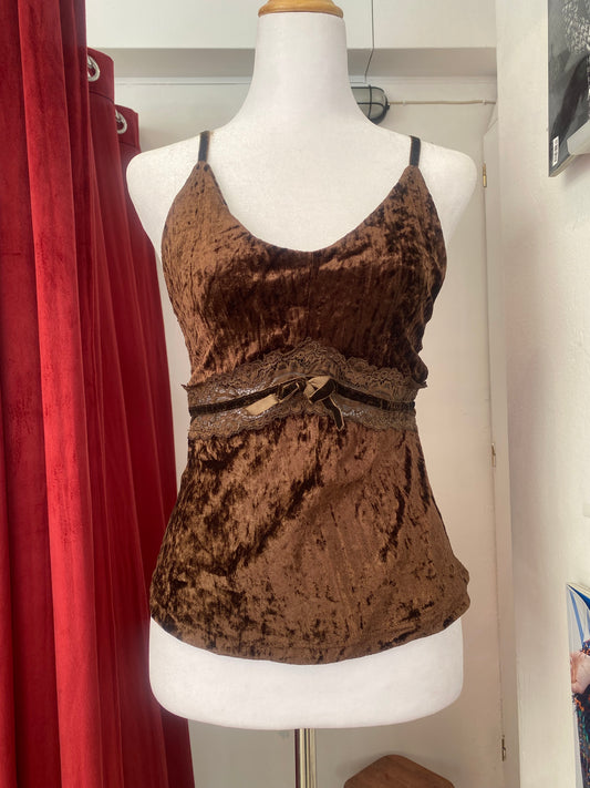 Brand new brown velvet top with bow