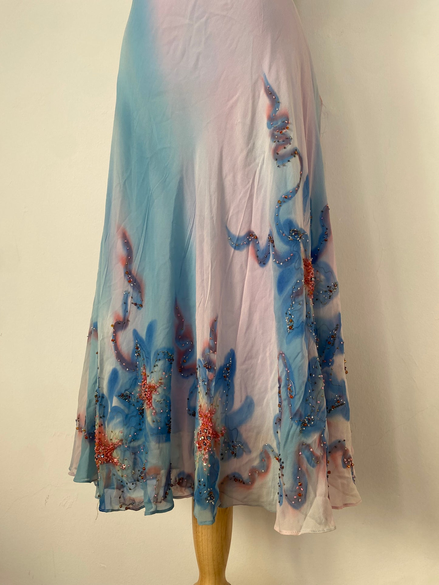 100% silk brand new all over handbeaded one of a kind gown