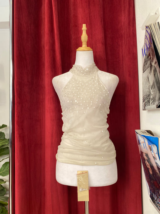 Brand new white sequin halter top š¤