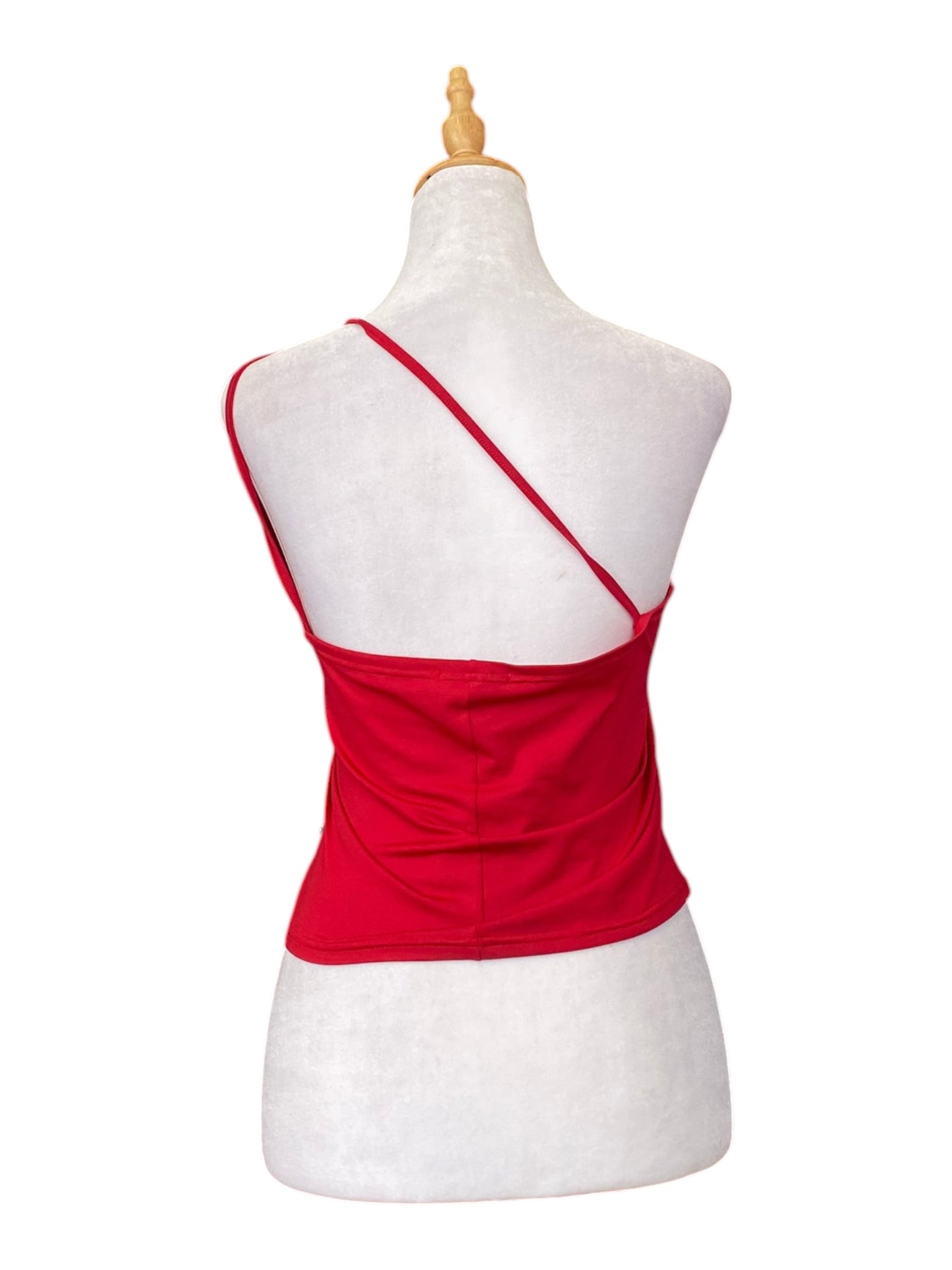 Hot red one shoulder crop top