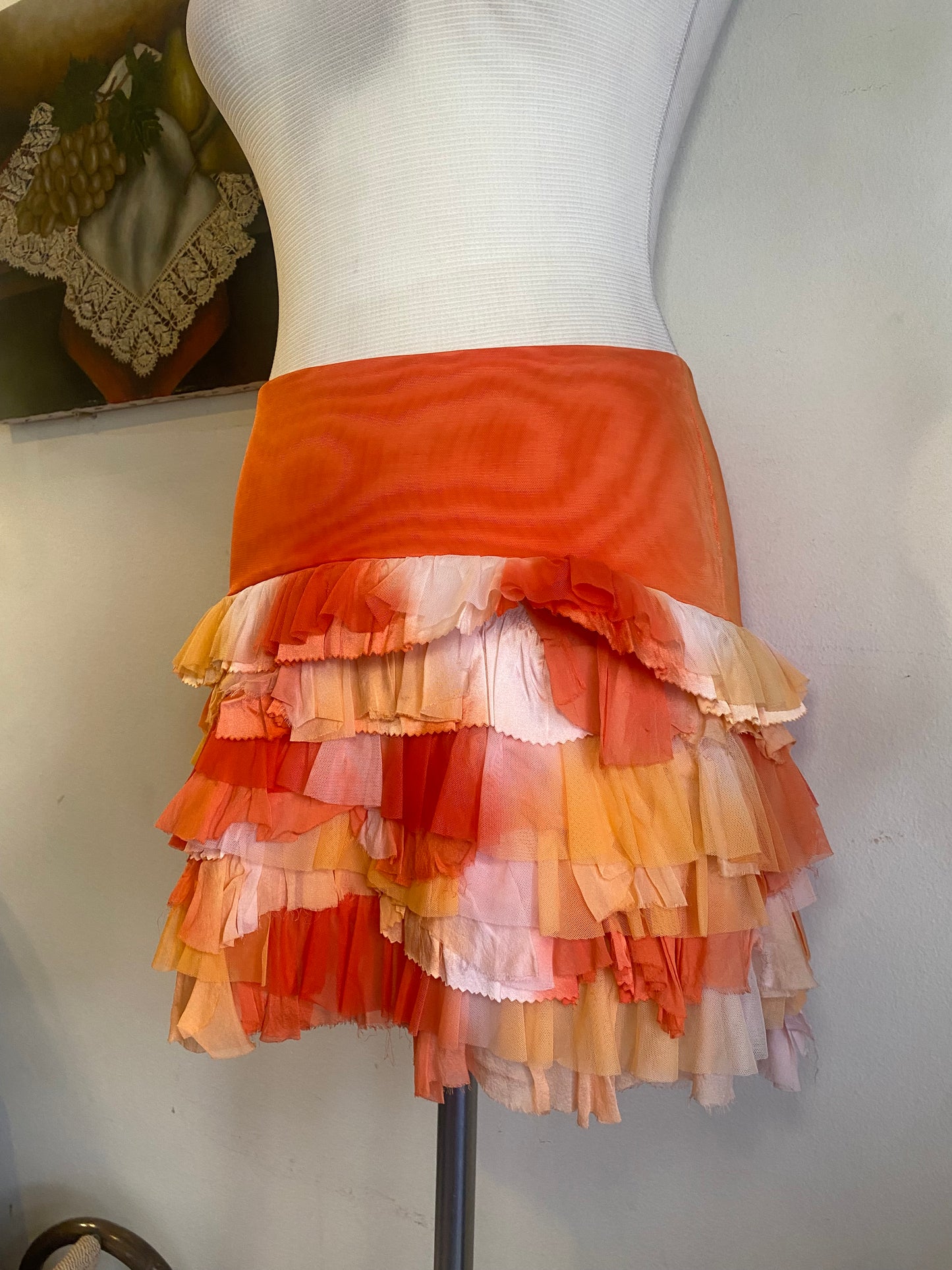 100% silk brand new haute couture sunset mini skirt