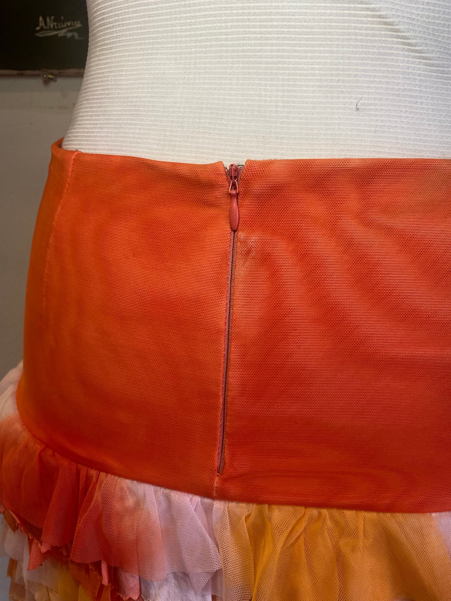 100% silk brand new haute couture sunset mini skirt