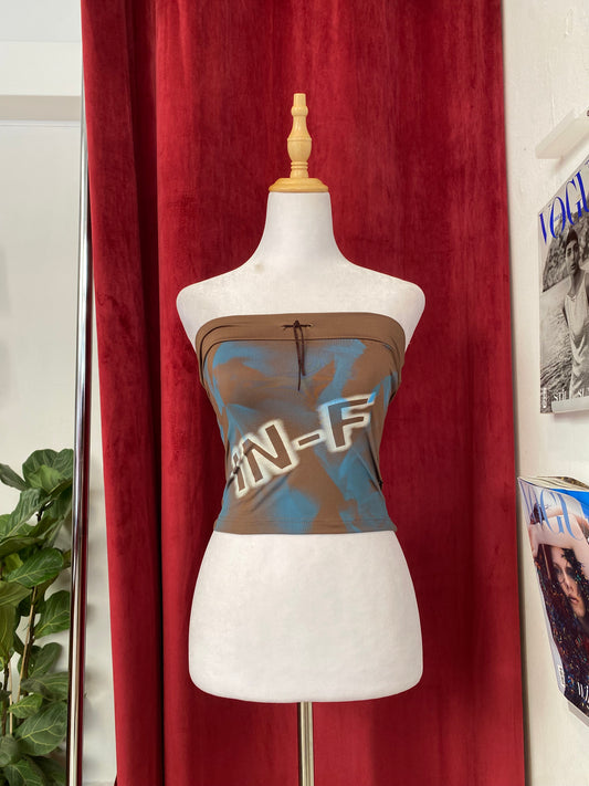 Brown y2k graphic tube top