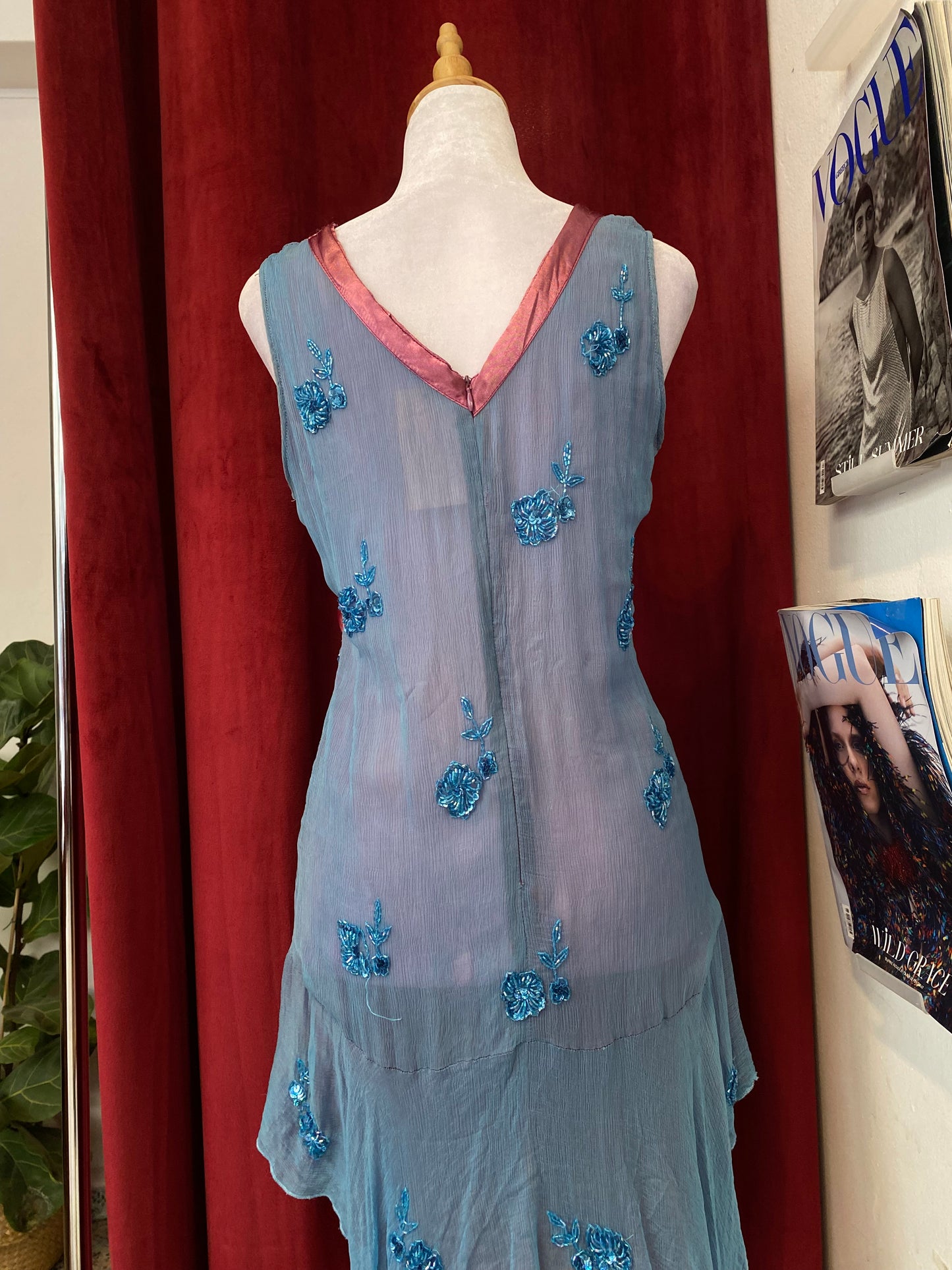 100% silk all over handbeaded dress