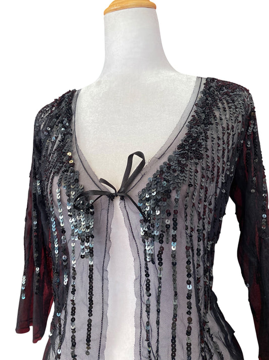 Handbeaded sequin top