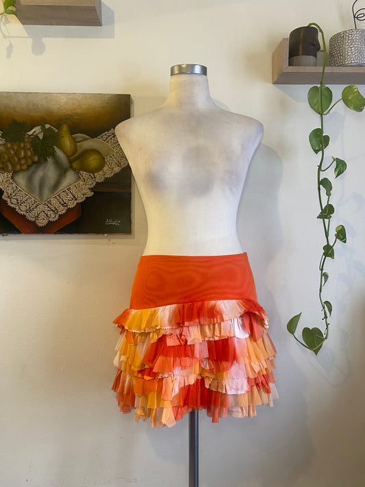 100% silk brand new haute couture sunset mini skirt