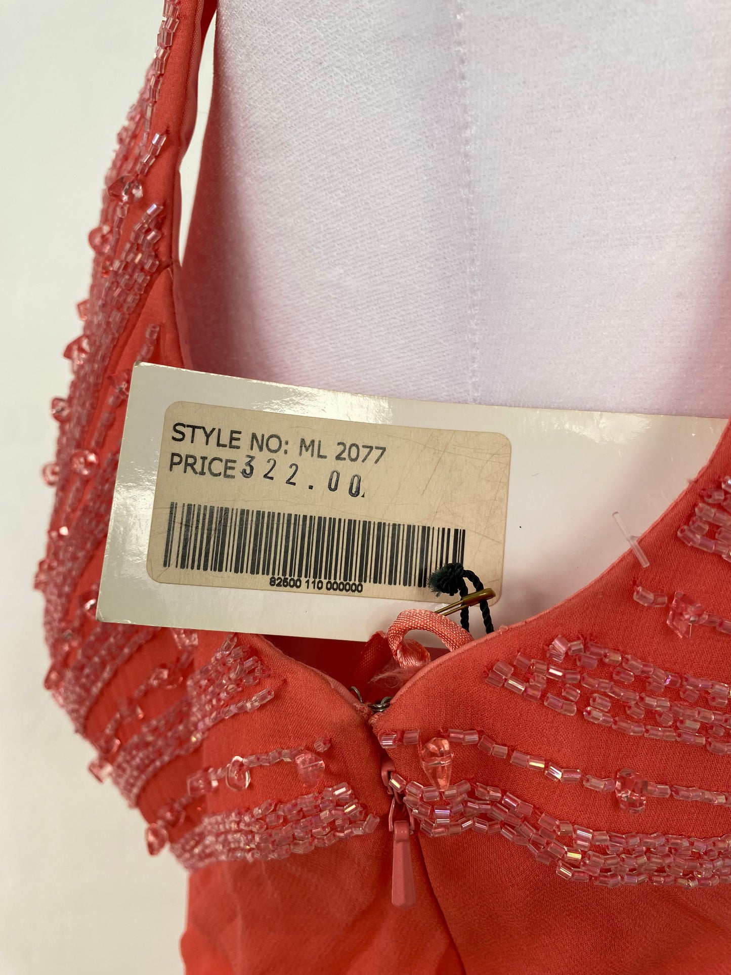 100% silk brand new pink maxi gown with handbeaded details