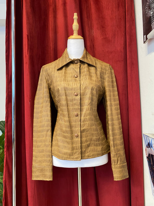 Vegan leather snake print brown jacket