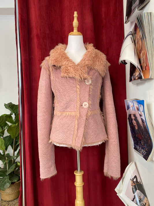 Morgan de toi short pink Afghan coat