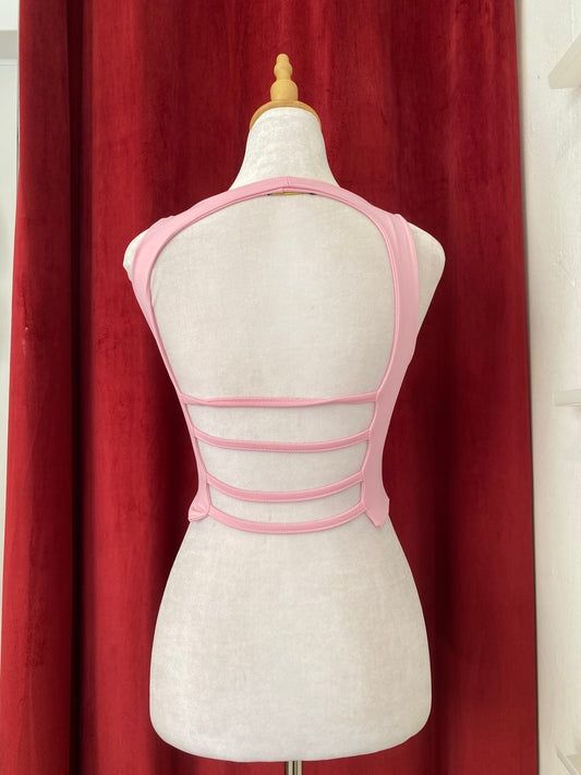 Open back pink top
