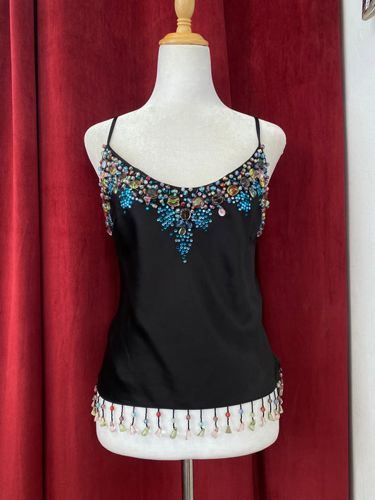 Handcrafted satin bearded top