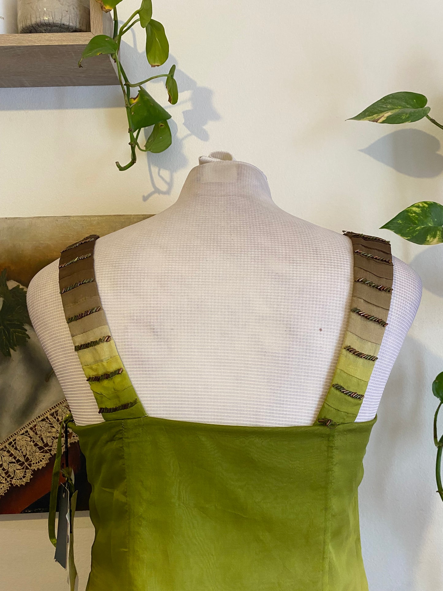 100% silk brand new green ombré mini