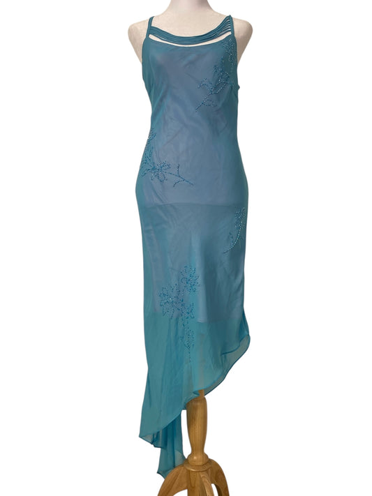 100% silk brand new baby blue dress with sequin details