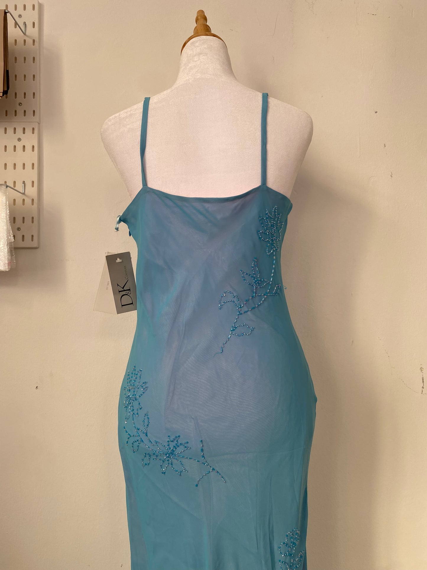 100% silk brand new baby blue dress with sequin details