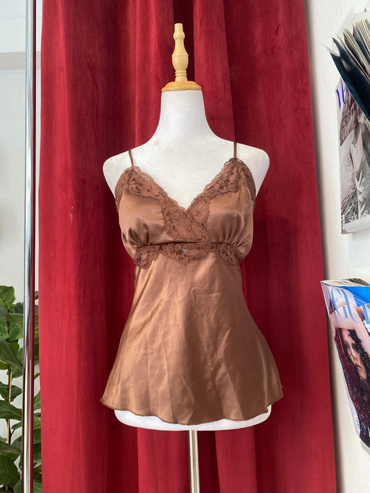 Chocolate satin cami top 🍫