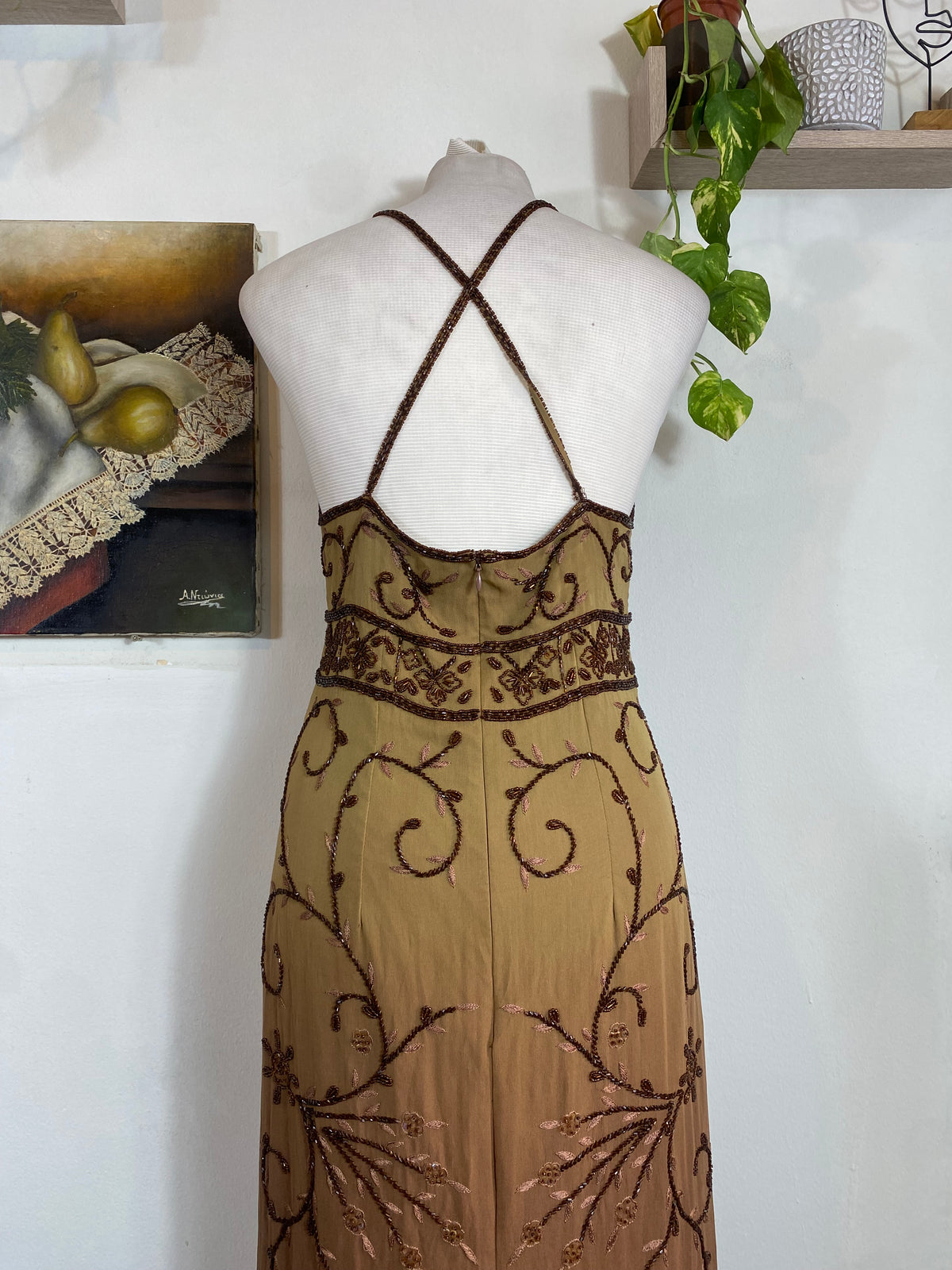 Sienna Baroque Silk Halter Gown
