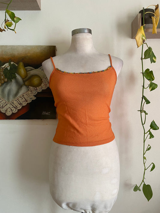 Brand new orange crochet like top