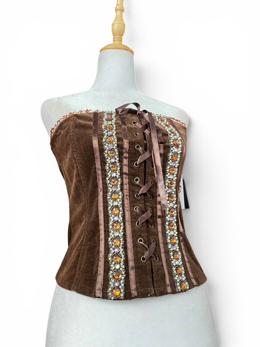 Brown velvet sequin corset 🤎