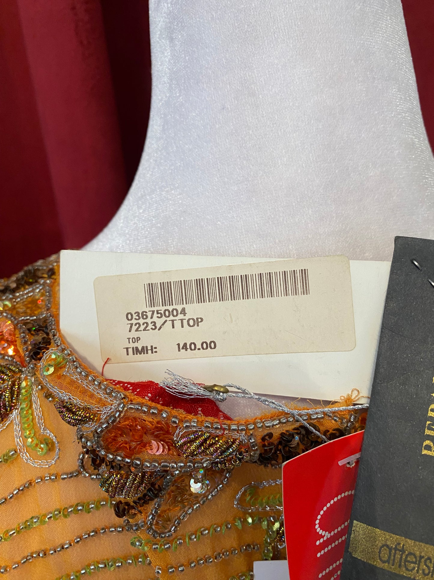 100% silk brand new orange aftershock handbeaded topš§”