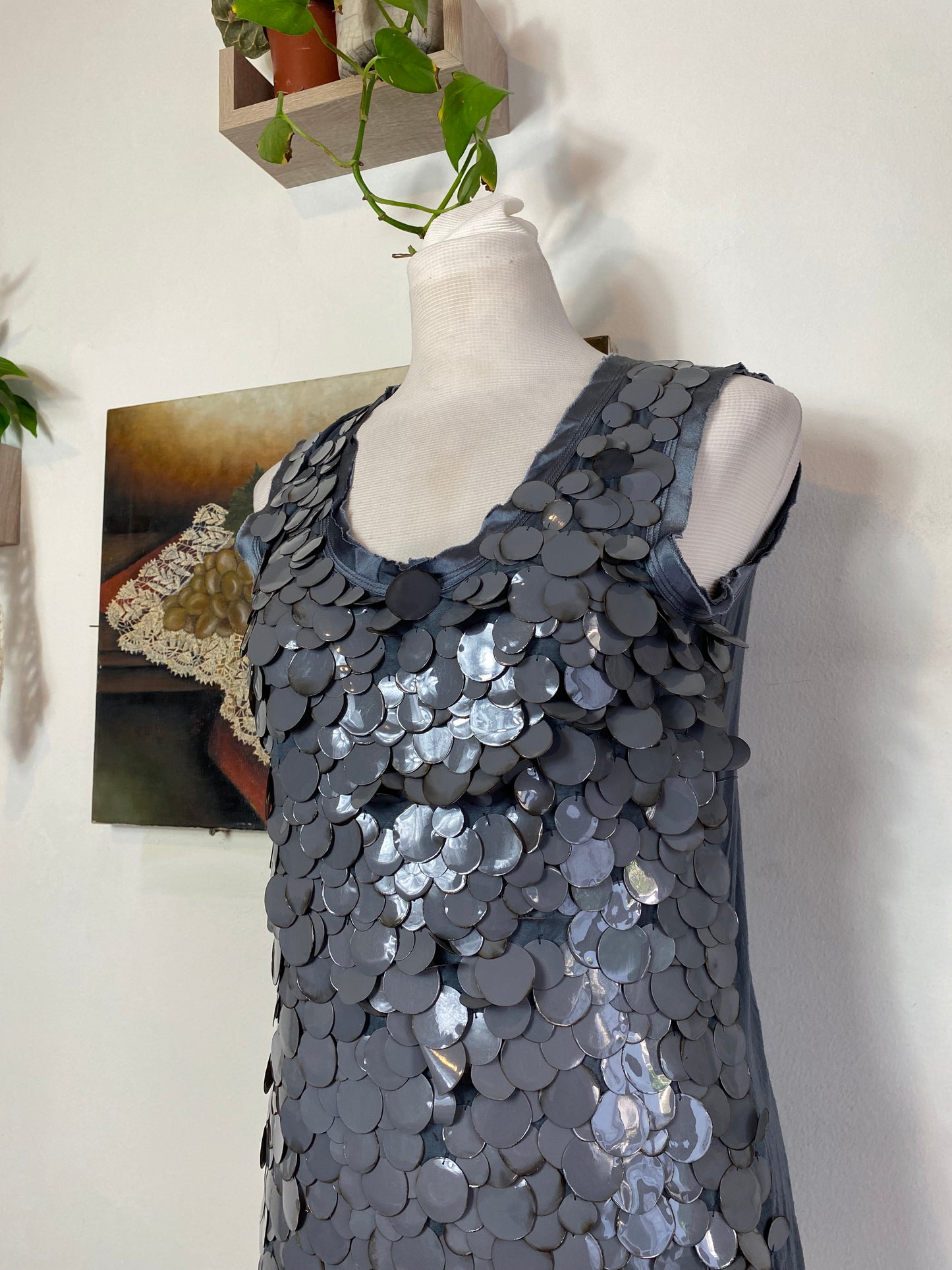 Blumarine grey sequin top