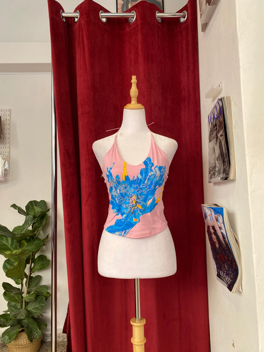 Pink halter y2k top