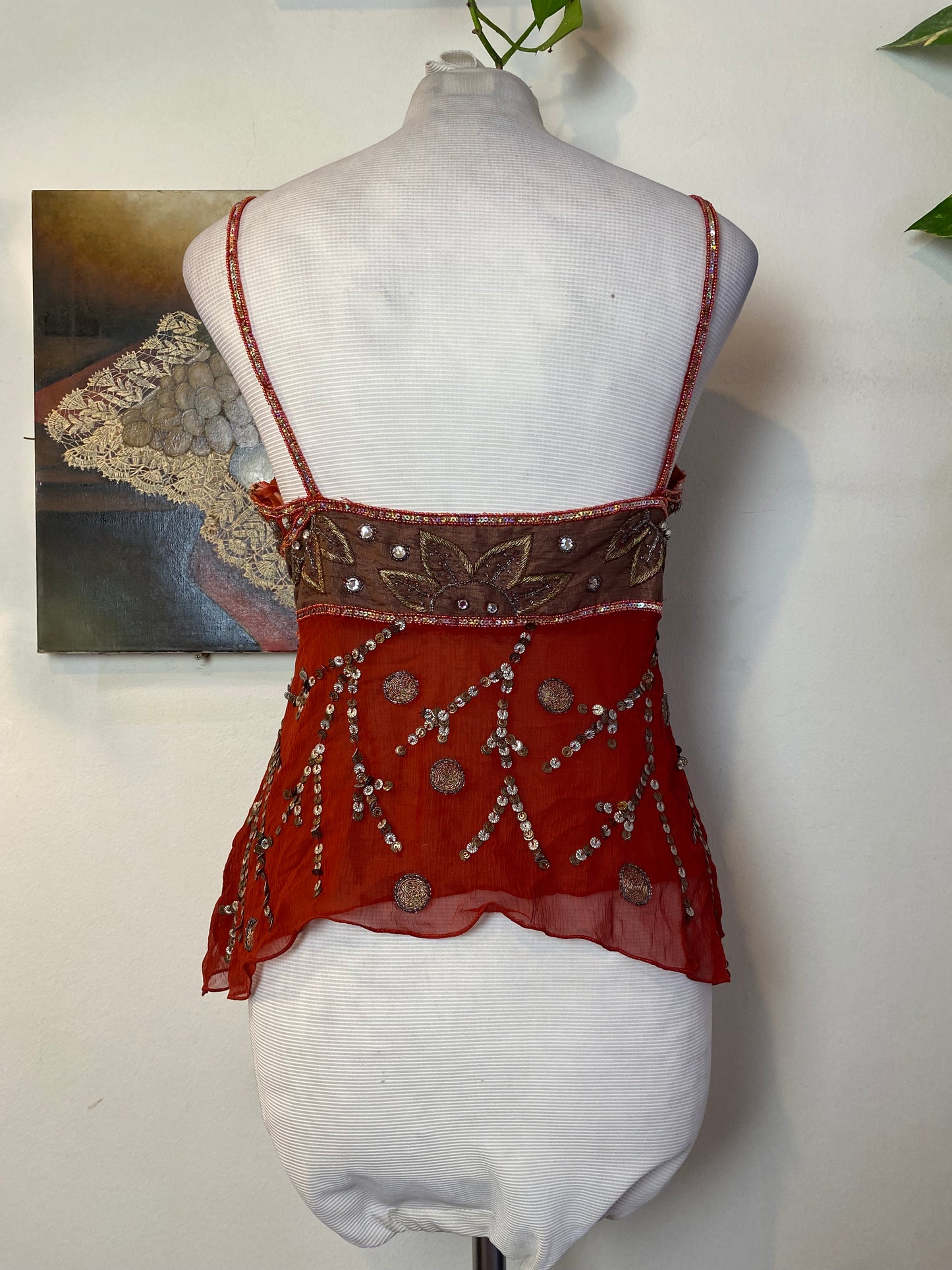 100%silk handbeaded top