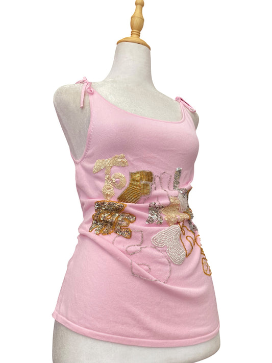 Pink sequin cami top