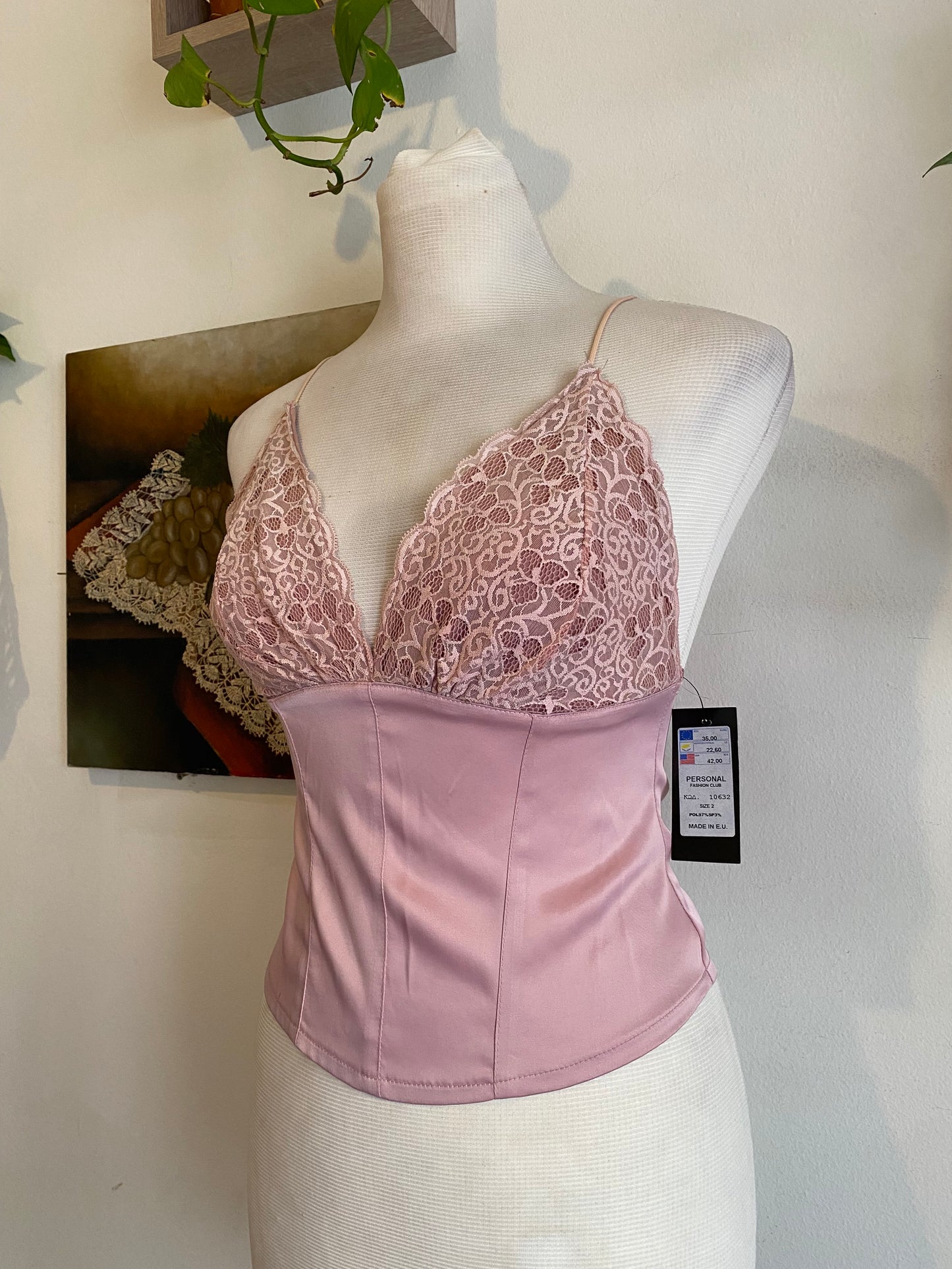 Brand new dusty pink corset top with lace details