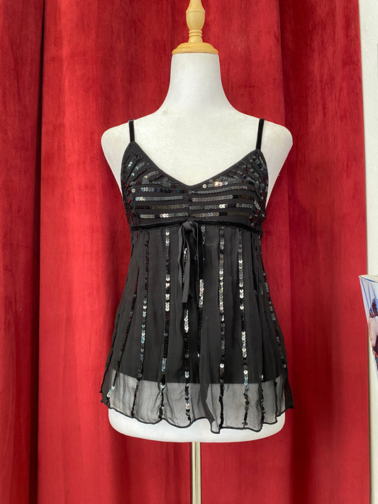 Velvet ethereal sequin top with bow detailš¤