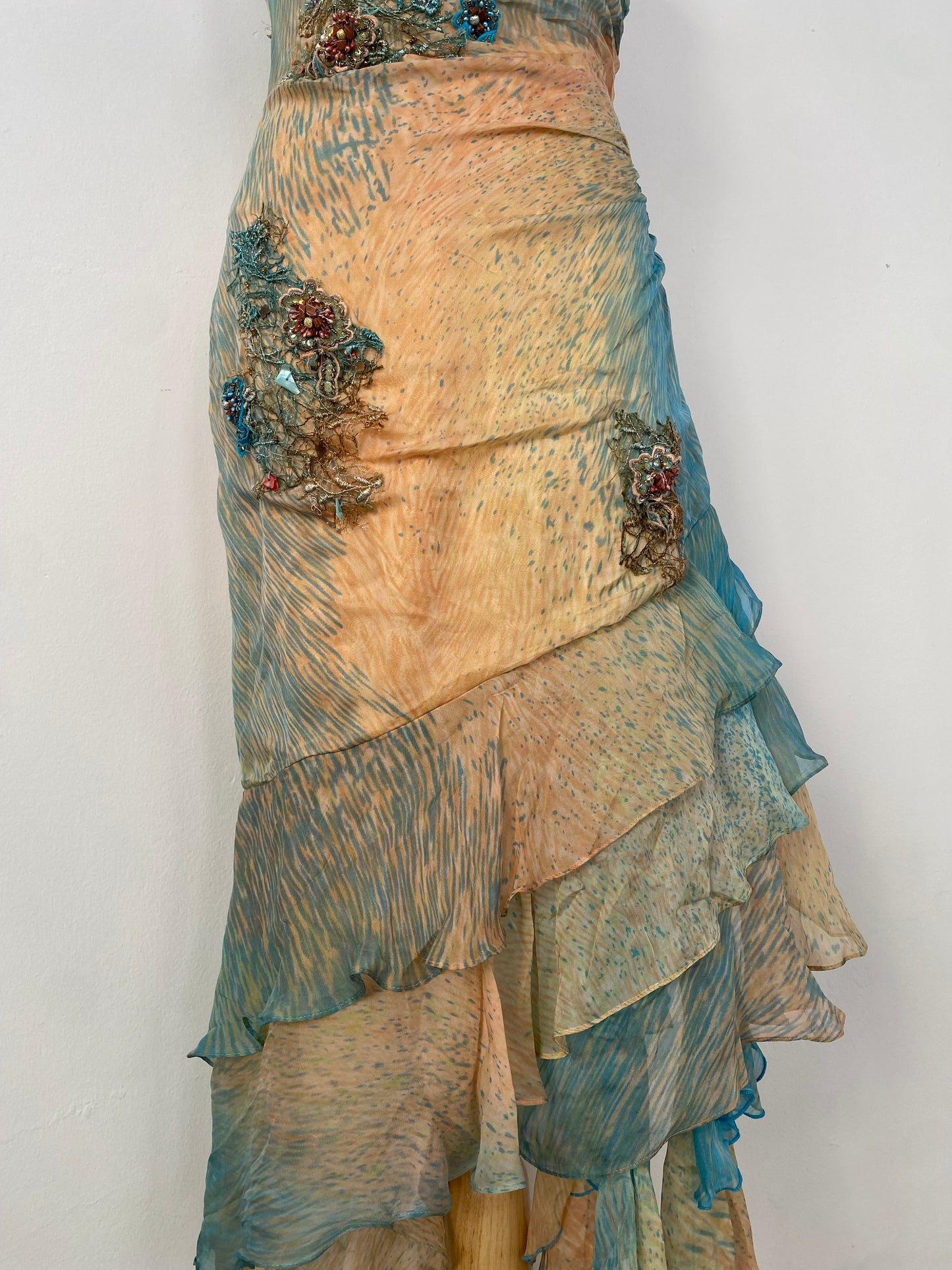 100% silk brand new fairy gown with all over handbeaded details