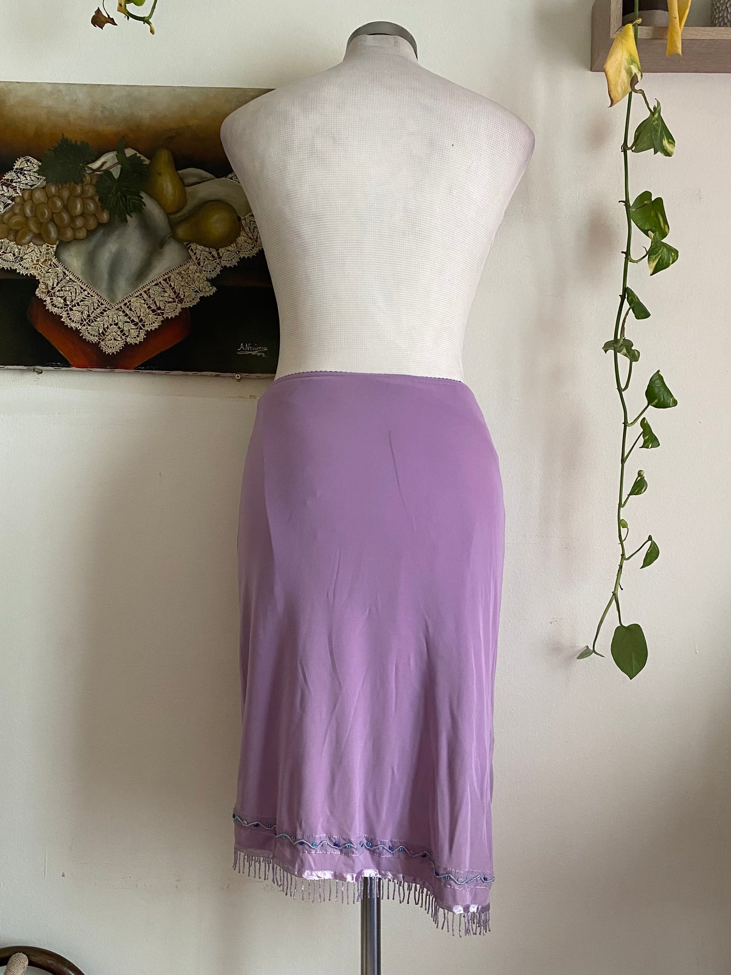 Brand new lilac midi skirt with handbeaded details