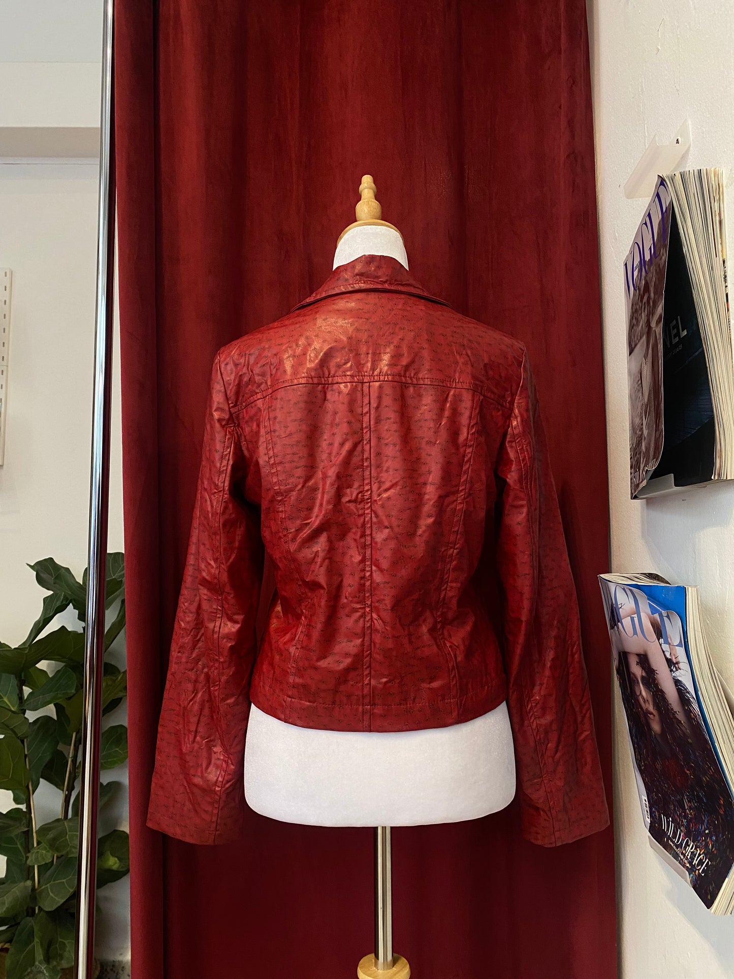 Vegan leather wine burgundy jacket 🍷