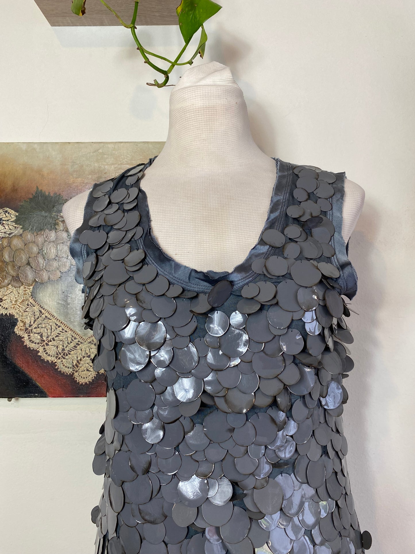 Blumarine grey sequin top