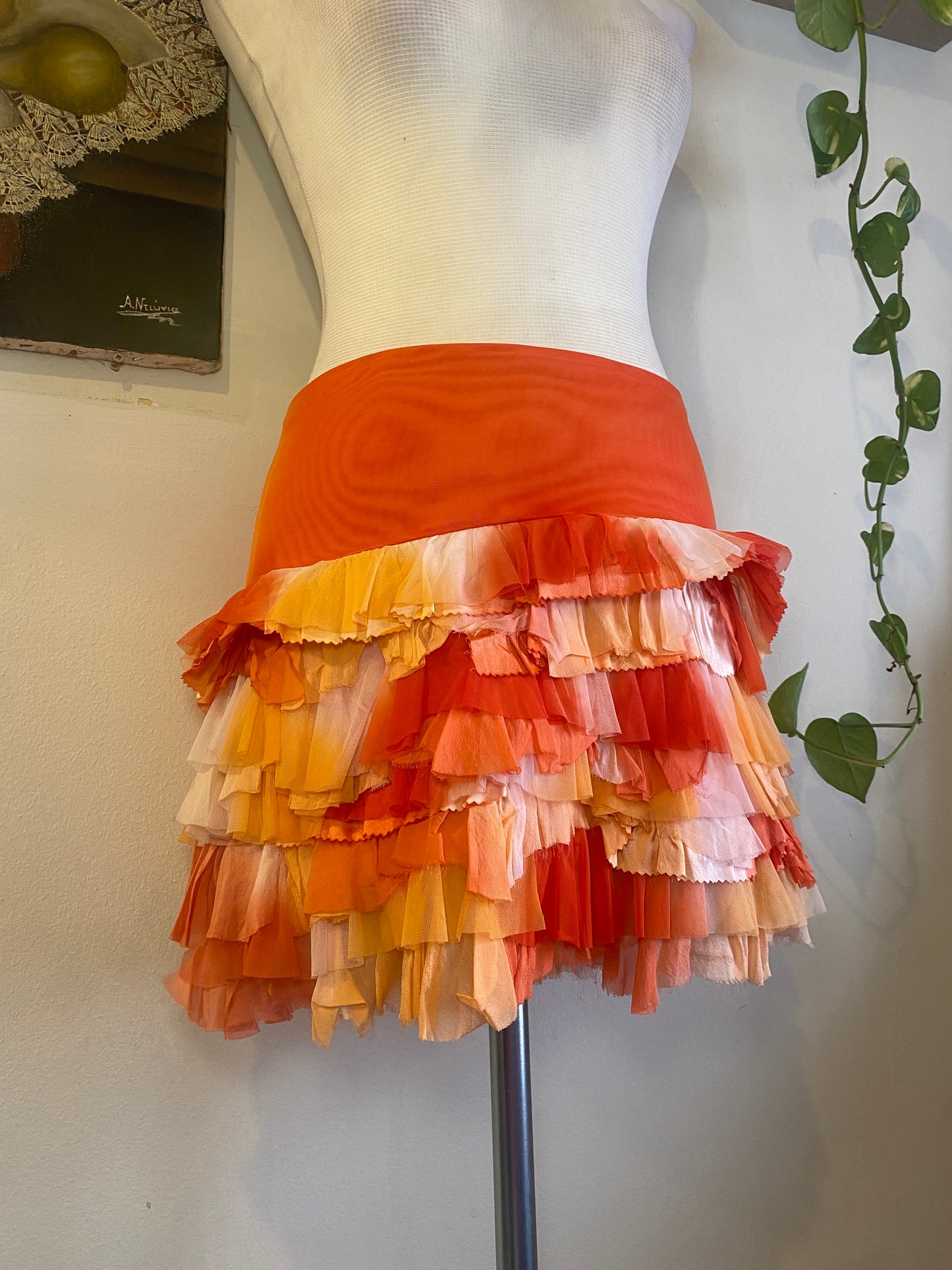 100% silk brand new haute couture sunset mini skirt