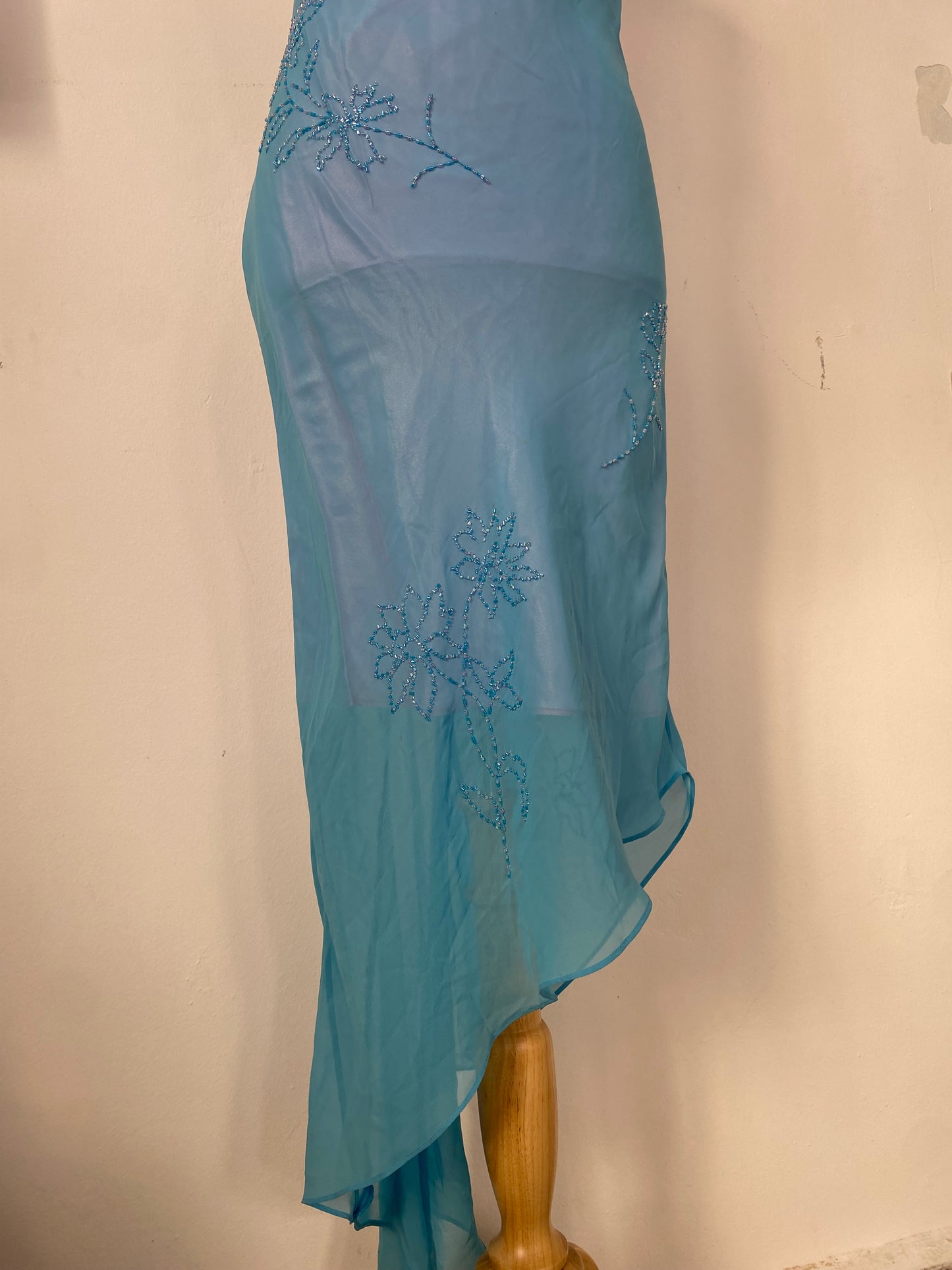 100% silk brand new baby blue dress with sequin details