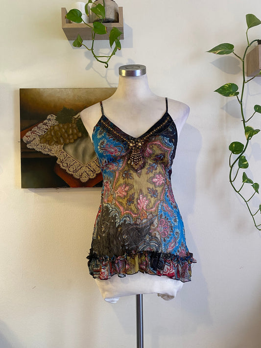 Silk based brand new multicoloured top