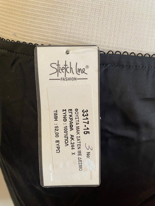 Brand new black satin skirt with buckle detail