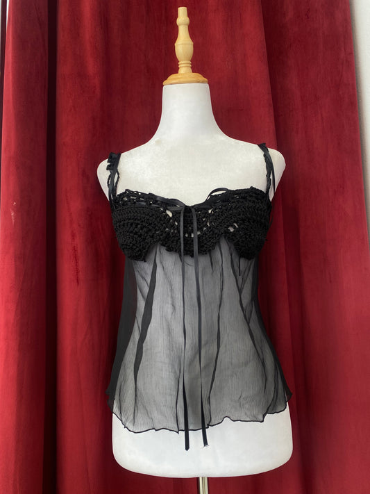 Crochet black see through top 🖤