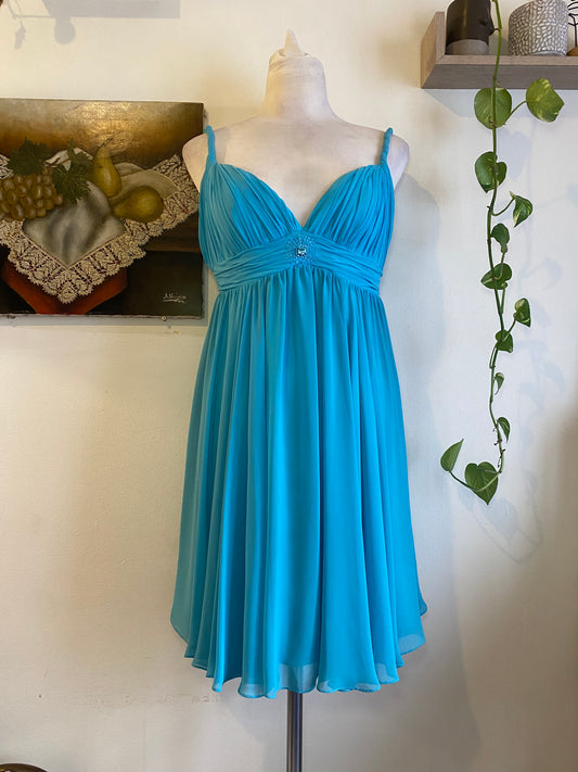 100% silk brand new blue mini dress