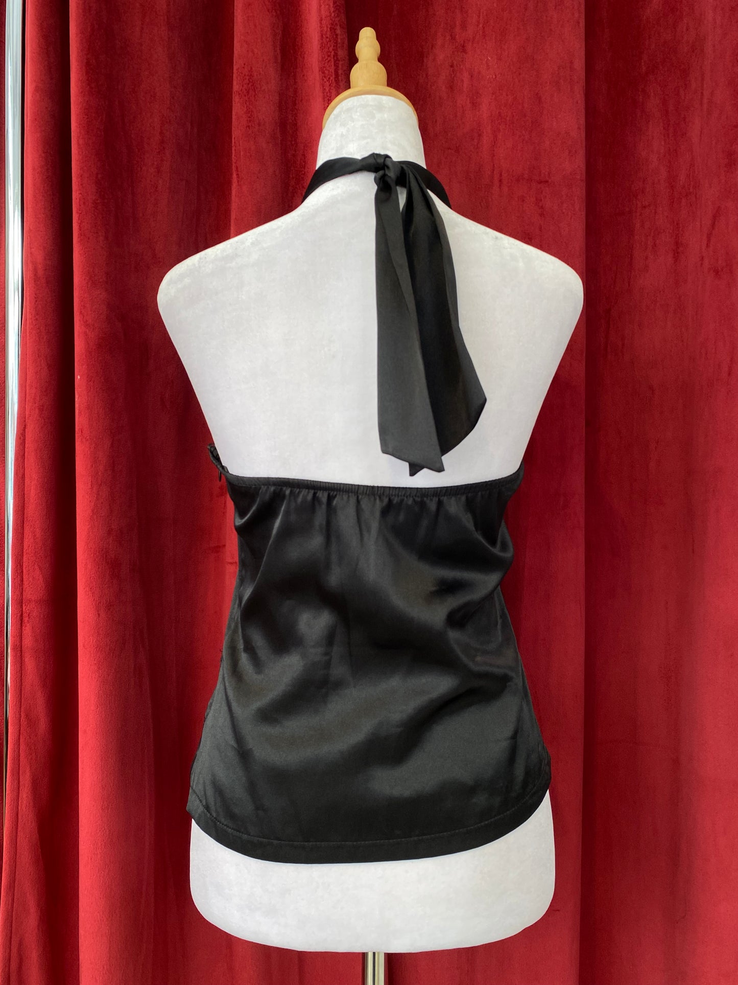 Satin summer halter top with rhinestones🕷️