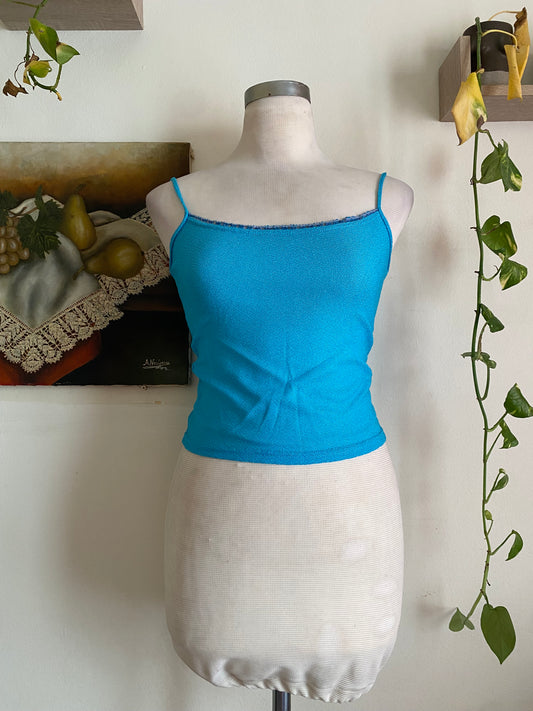 Brand new baby blue crochet like top