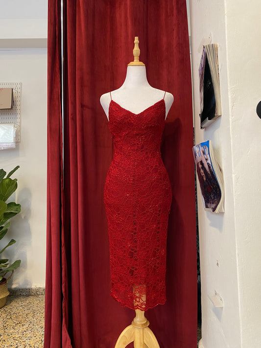 Red lace sequin bodycon dress š¹